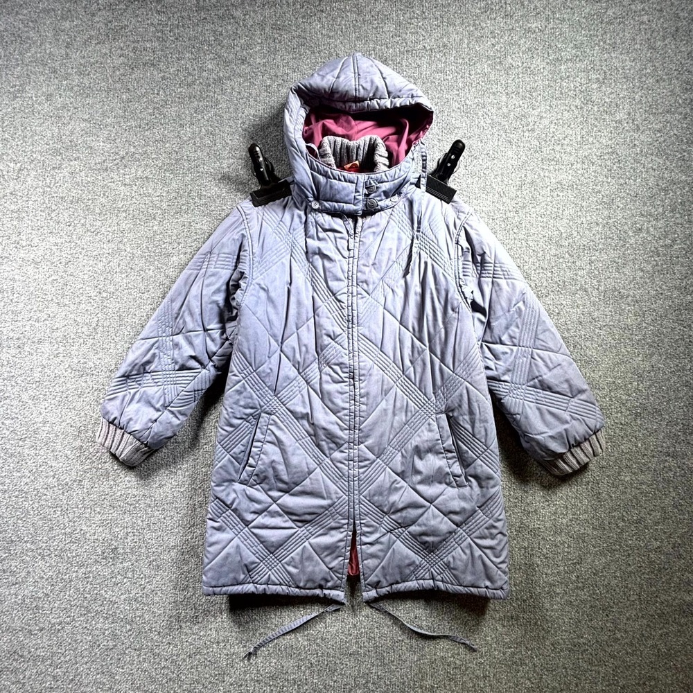 Vintage J. Gallery Quilted Jacket Women's Small Purple Hooded Full Zip Insulated